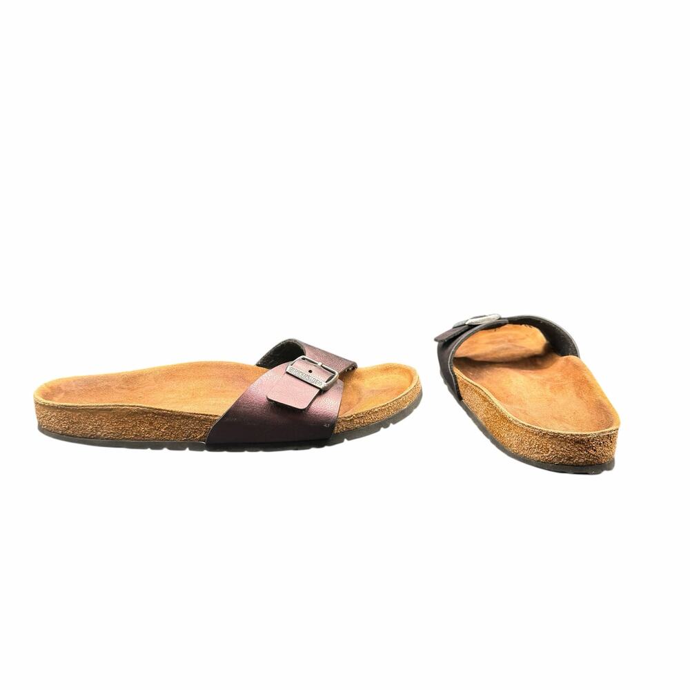 Birkenstock Madrid Birko Flor Slide Sandals Metallic Purple 38 US Women’s 7–7.5